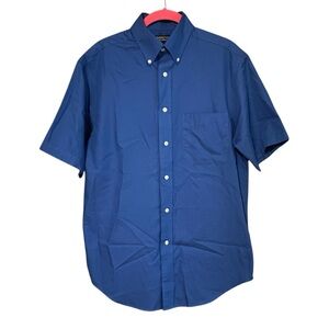 Cotton Button Up Shirt Short Sleeve Royal Blue Small